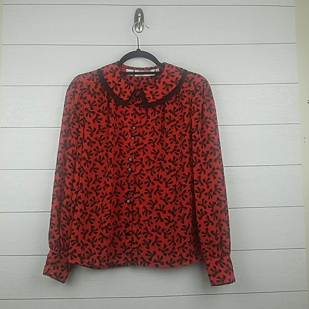 Vintage Josephine Bow Double Button Blouse